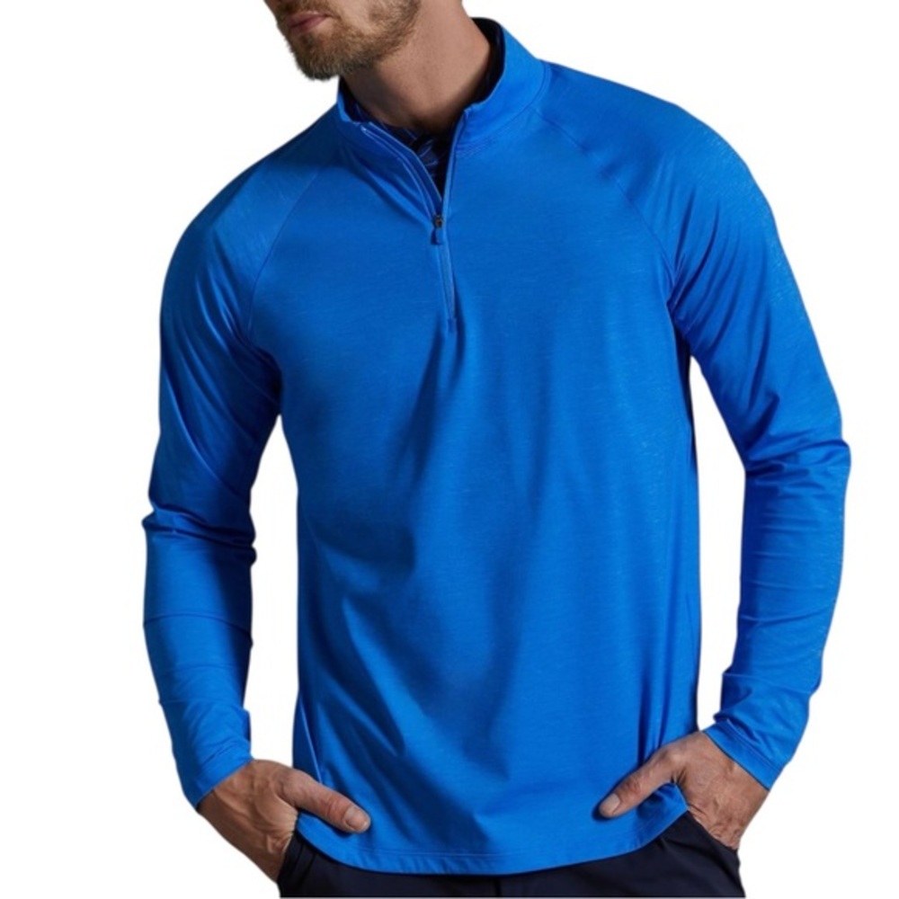 G/FORE Men’s Size L Heather Racer Blue Tech Melange Quarter Zip Pullover